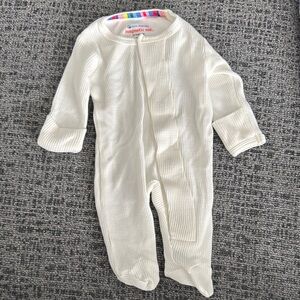 Magnetic Me White Waffle Knit Baby One Piece